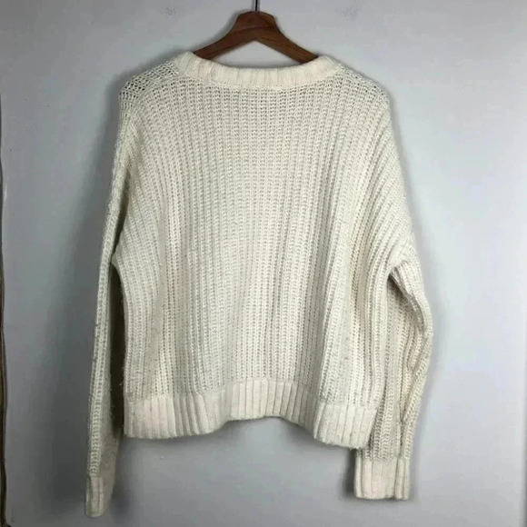 Madewell Sweater Everett Rib-Play Pullover Chunky Cable Knit White Small - Picture 5 of 6